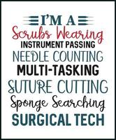 i am a surgical tech. Surgical technologist vector t shirt design isolated on white background. Surgeon's assistant gift. Best for t shirt, mug, card, greeting, print.