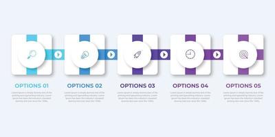 Five steps modern business infographic template design vector