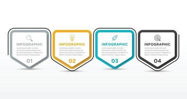 vector de plantilla de diseño de infografía empresarial con iconos y 4 cuatro opciones o pasos. se puede utilizar para diagramas de procesos, presentaciones, diseño de flujo de trabajo, pancartas, diagramas de flujo, gráficos de información