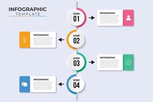 vector de plantilla de diseño de infografía empresarial con iconos y 4 cuatro opciones o pasos. se puede utilizar para diagramas de procesos, presentaciones, diseño de flujo de trabajo, pancartas, diagramas de flujo, gráficos de información