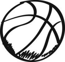 icono de dibujo de pelota de baloncesto, ilustración de esquema vector