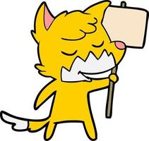 fox cartoon character with protest sign vector