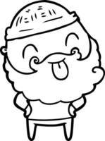 man with beard sticking out tongue vector