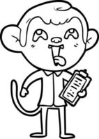 crazy cartoon monkey with clipboard vector