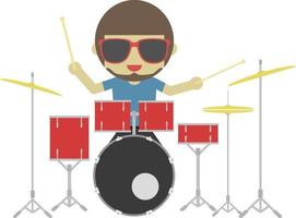 Rock drummer, flat illustration vector