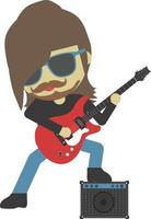 guitarrista de rock, ilustración plana vector