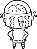 cartoon crying robot vector