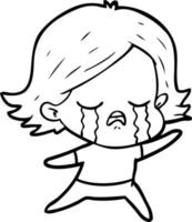 cartoon girl crying vector