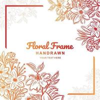 Hand drawn red floral frame background vector