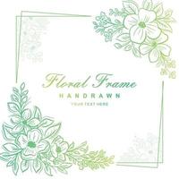 Hand drawn green flower frame background vector