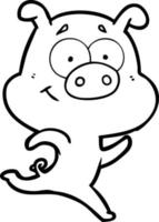 happy cartoon pig running vector