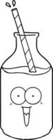 happy carton milk bottle with straw vector