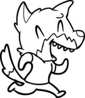laughing fox running away vector