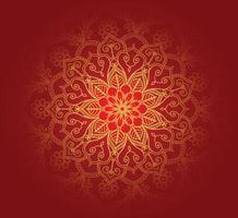 Decorative golden mandala with red colour background vector