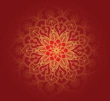 Decorative golden mandala with red colour background vector