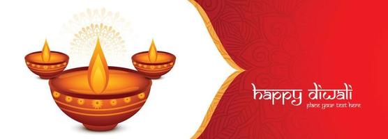 elegante festival de diwali lámpara de aceite celebración banner vacaciones fondo vector