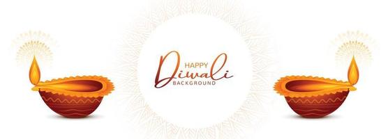 Happy diwali diya oil lamp hindu festival celebration banner background vector