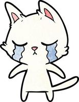 crying cartoon cat vector