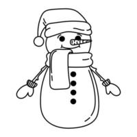 doodle divertido muñeco de nieve con un patrón para decoración, diseño de tarjetas, invitaciones vector