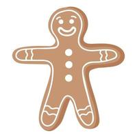 galleta plana de hombre de pan de jengibre de navidad vector