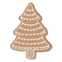 galletas de jengibre navideñas en forma de árbol con guirnalda, estilo plano. vector