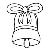 Doodle flat Christmas bell with ribbon vector