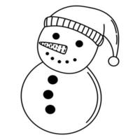 Doodle funny snowman with a pattern for decoration, design of cards, invitations vector