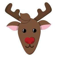 Cute muzzle of a Christmas deer with a red nose vector