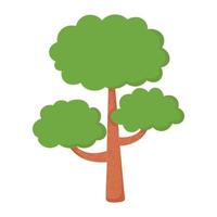 Doodle flat clipart. Simple green tree. All objects are repainted. vector