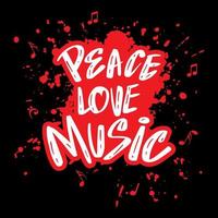 Peace love music hand lettering. vector