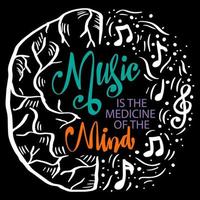 la música es la medicina de las letras mentales. vector