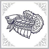 Colorful Betta fish mandala arts isolated on black background vector