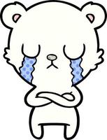 sad little polar bear cartoon vector