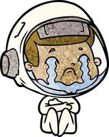 cartoon crying astronaut vector