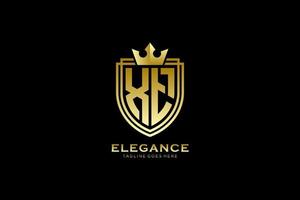 initial XT elegant luxury monogram logo or badge template with scrolls and royal crown - perfect for luxurious branding projects vector