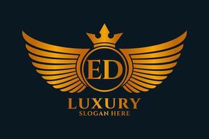 Luxury royal wing Letter ED crest Gold color Logo vector, Victory logo, crest logo, wing logo, vector logo template.