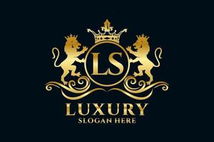 Initial LS Letter Lion Royal Luxury Logo template in vector art for luxurious branding projects and other vector illustration.