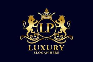 Initial LP Letter Lion Royal Luxury Logo template in vector art for luxurious branding projects and other vector illustration.