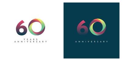 Diseño abstracto colorido de 60 años de aniversario. vector