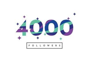 Thank you 4000 followers colorful abstract template design vector