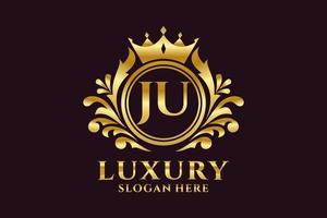 Initial JU Letter Royal Luxury Logo template in vector art for luxurious branding projects and other vector illustration.
