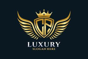 Luxury royal wing Letter CP crest Gold color Logo vector, Victory logo, crest logo, wing logo, vector logo template.