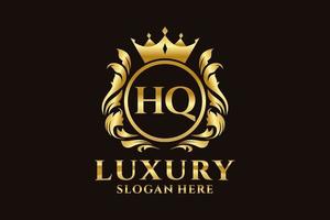 Initial HQ Letter Royal Luxury Logo template in vector art for luxurious branding projects and other vector illustration.