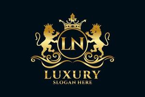 Initial LN Letter Lion Royal Luxury Logo template in vector art for luxurious branding projects and other vector illustration.