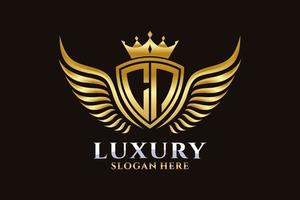 Luxury royal wing Letter CN crest Gold color Logo vector, Victory logo, crest logo, wing logo, vector logo template.