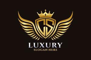 Luxury royal wing Letter CS crest Gold color Logo vector, Victory logo, crest logo, wing logo, vector logo template.