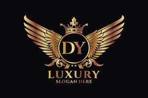 Luxury royal wing Letter DY crest Gold color Logo vector, Victory logo, crest logo, wing logo, vector logo template.
