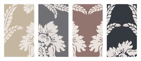 Abstract floral design templates set. Vector illustration cover background.