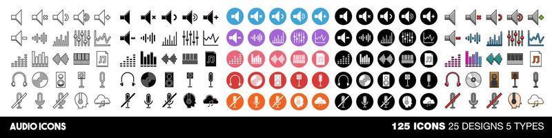 iconos de audio vector set colección diseño gráfico