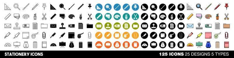Stationery icons vector set collection graphic design